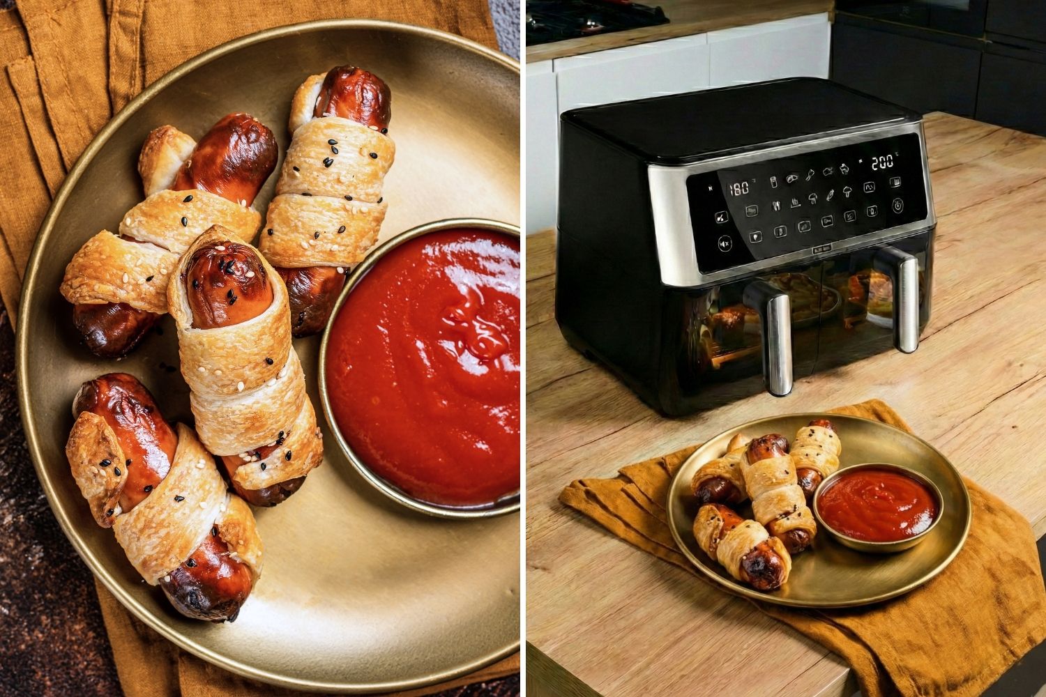  hot dogi w cieście francuskim air fryer