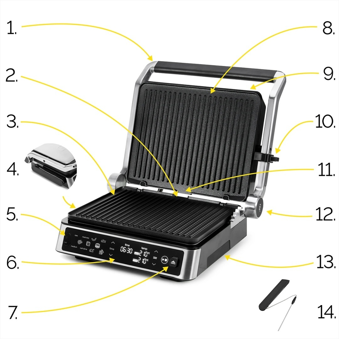 Grill elektryczny z termosondą Yoer CraftGrill EG06BK