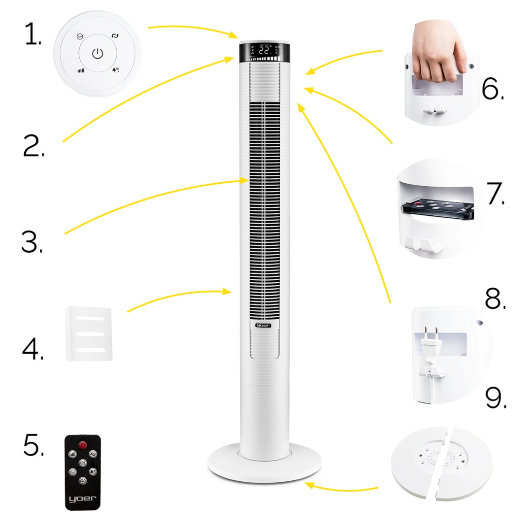 Wentylator kolumnowy i jonizator XXL Yoer Spiro TF03W