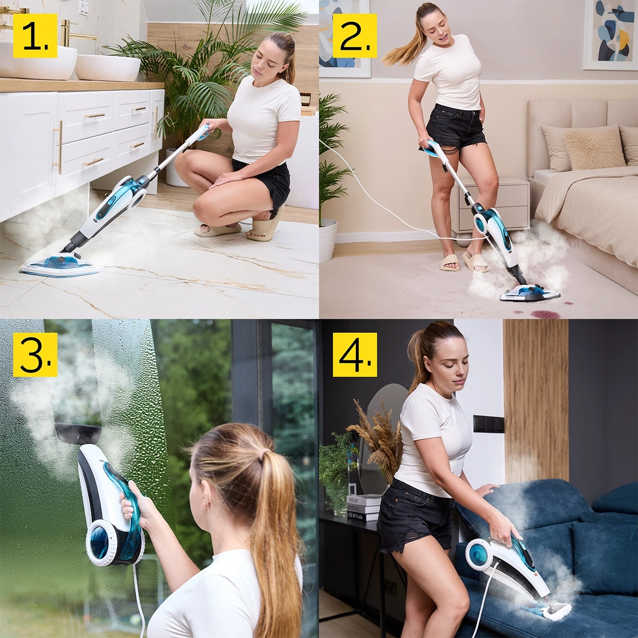 ZESTAW SMC01W Mop parowy z myjką ręczną Yoer CleanSlide + Zestaw 2 nakładek materiałowych + Filtr zmiękczający wodę