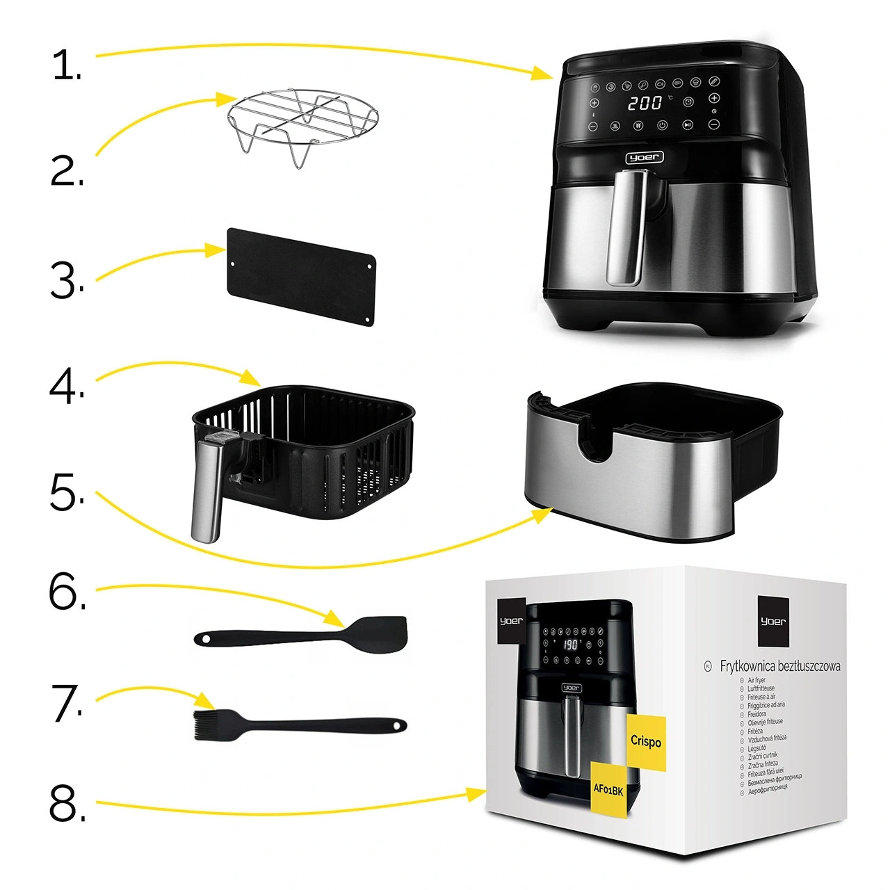 Air Fryer Frytkownica beztłuszczowa Yoer Crispo AF01BK