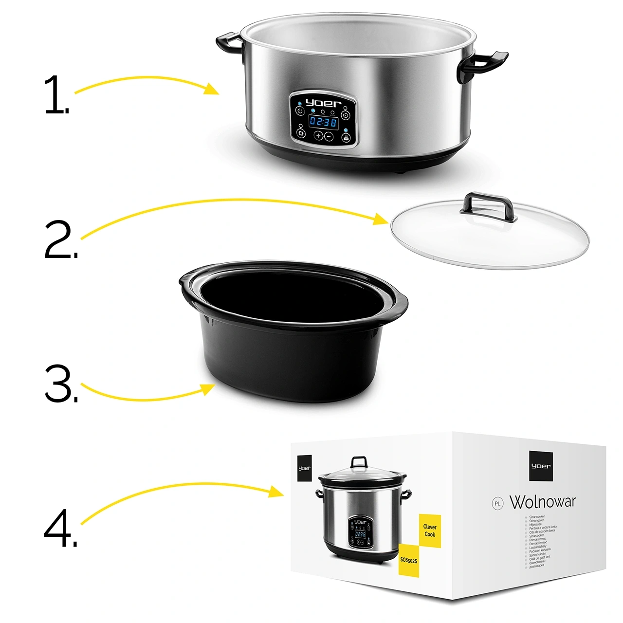 Wolnowar Yoer CleverCook SC6502S z misą ceramiczną i programatorem czasowym