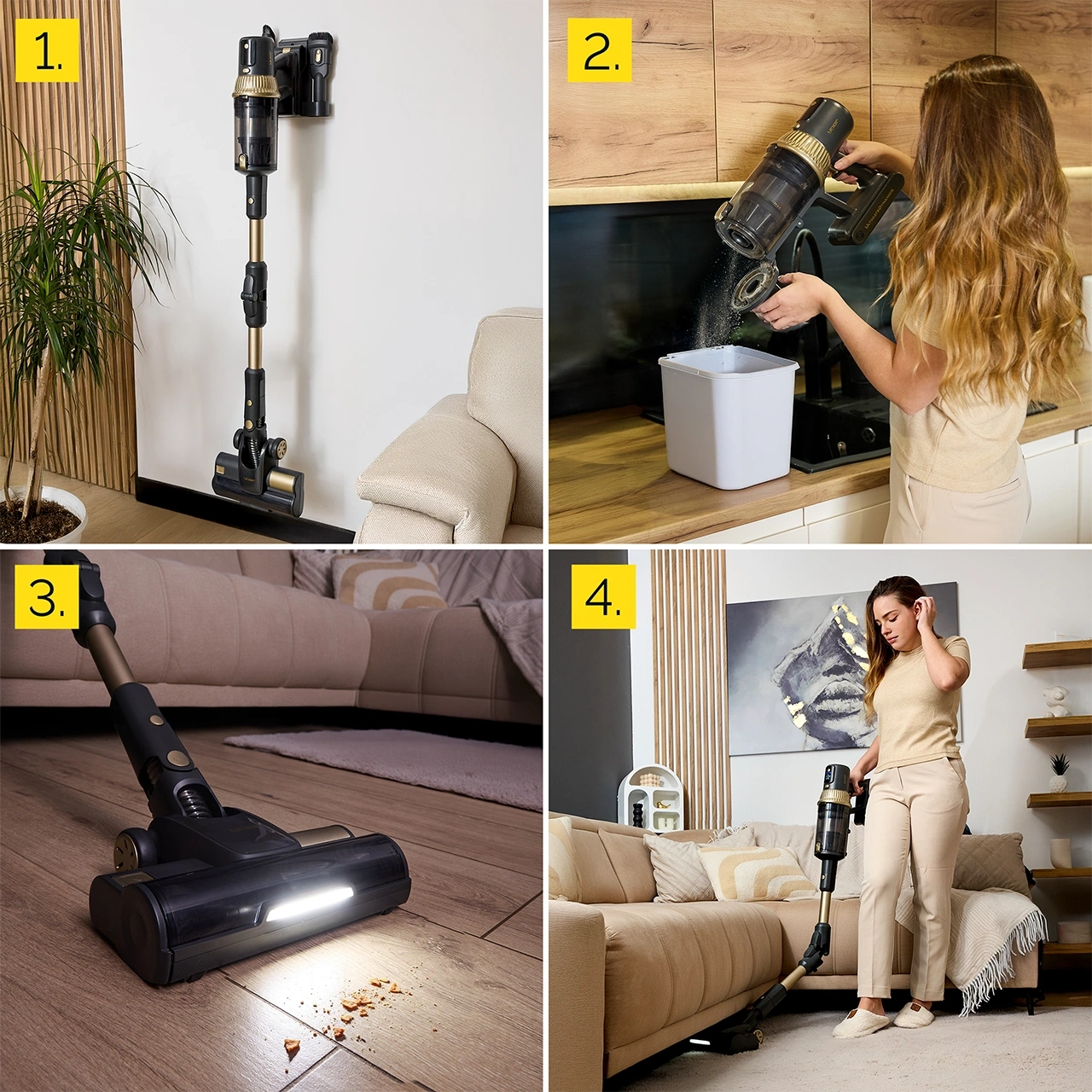 VC03G ZESTAW Odkurzacz pionowy Yoer UltimateDynamics + Bateria + Worek na kurz z filtrem HEPA + Szczotka do dywanów + Szczotka do wyczesywania sierści zwierząt