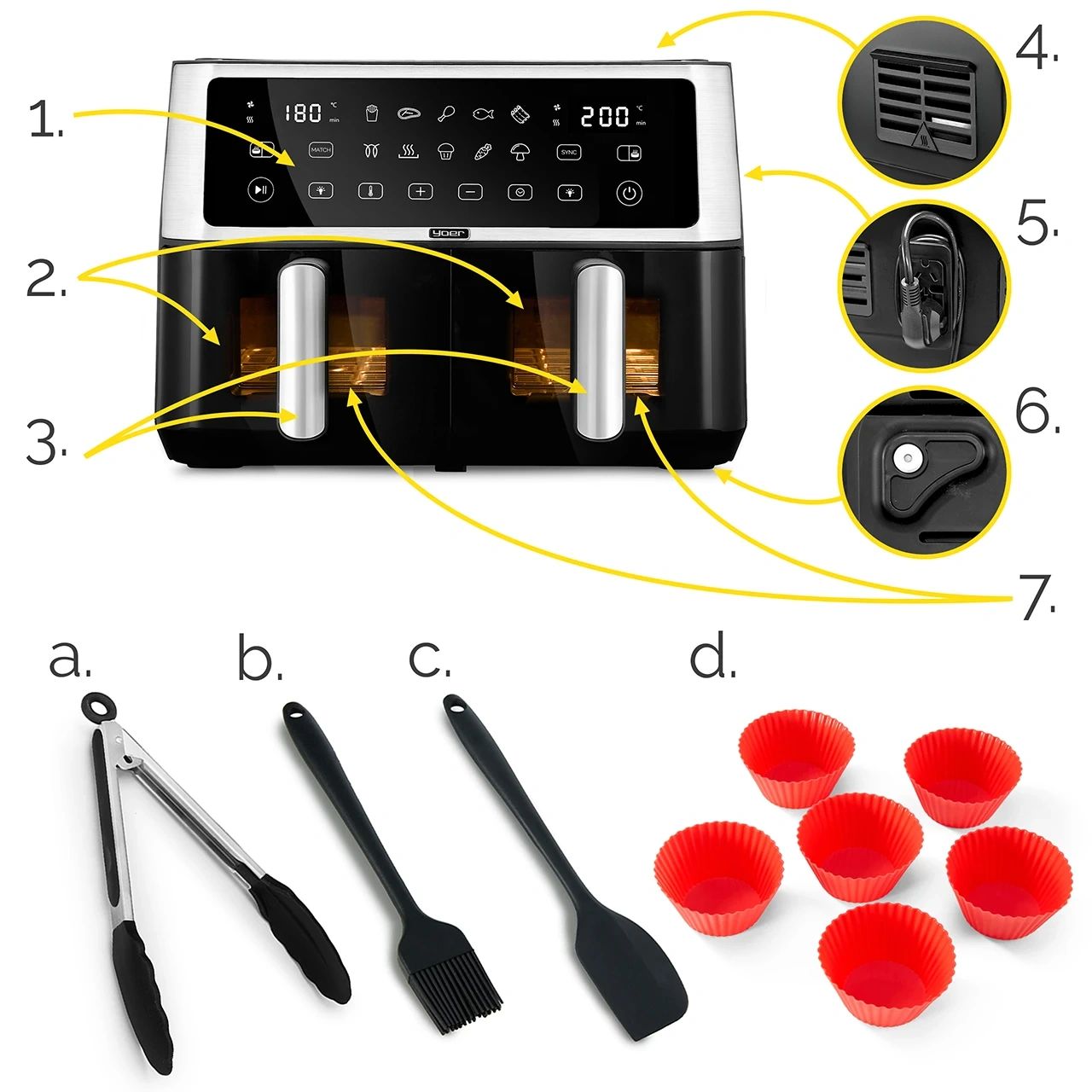 Air Fryer Frytkownica beztłuszczowa 10L Yoer DualCrisp AF02BK