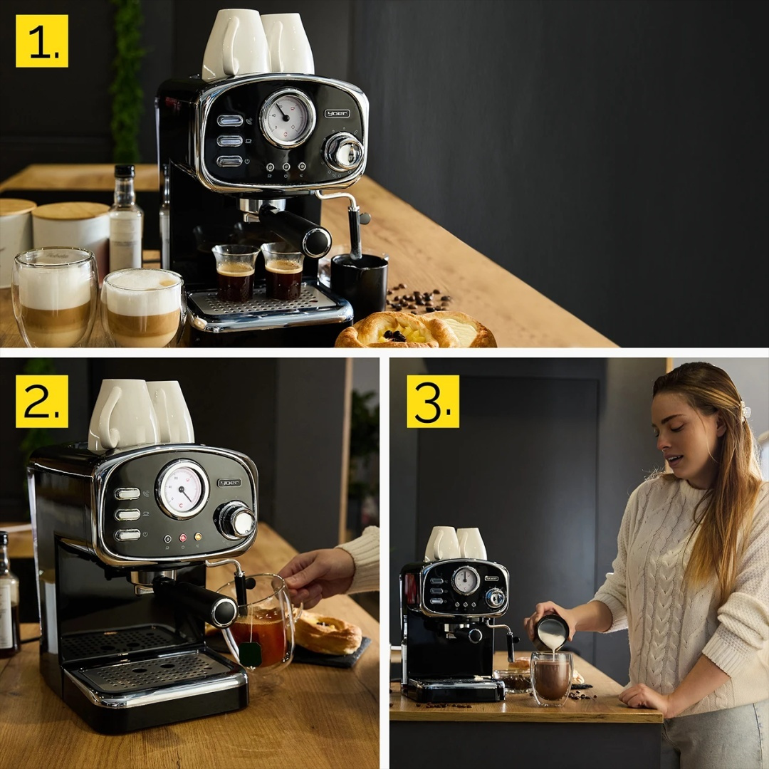 Ciśnieniowy ekspres do kawy Yoer Breve EM01BK