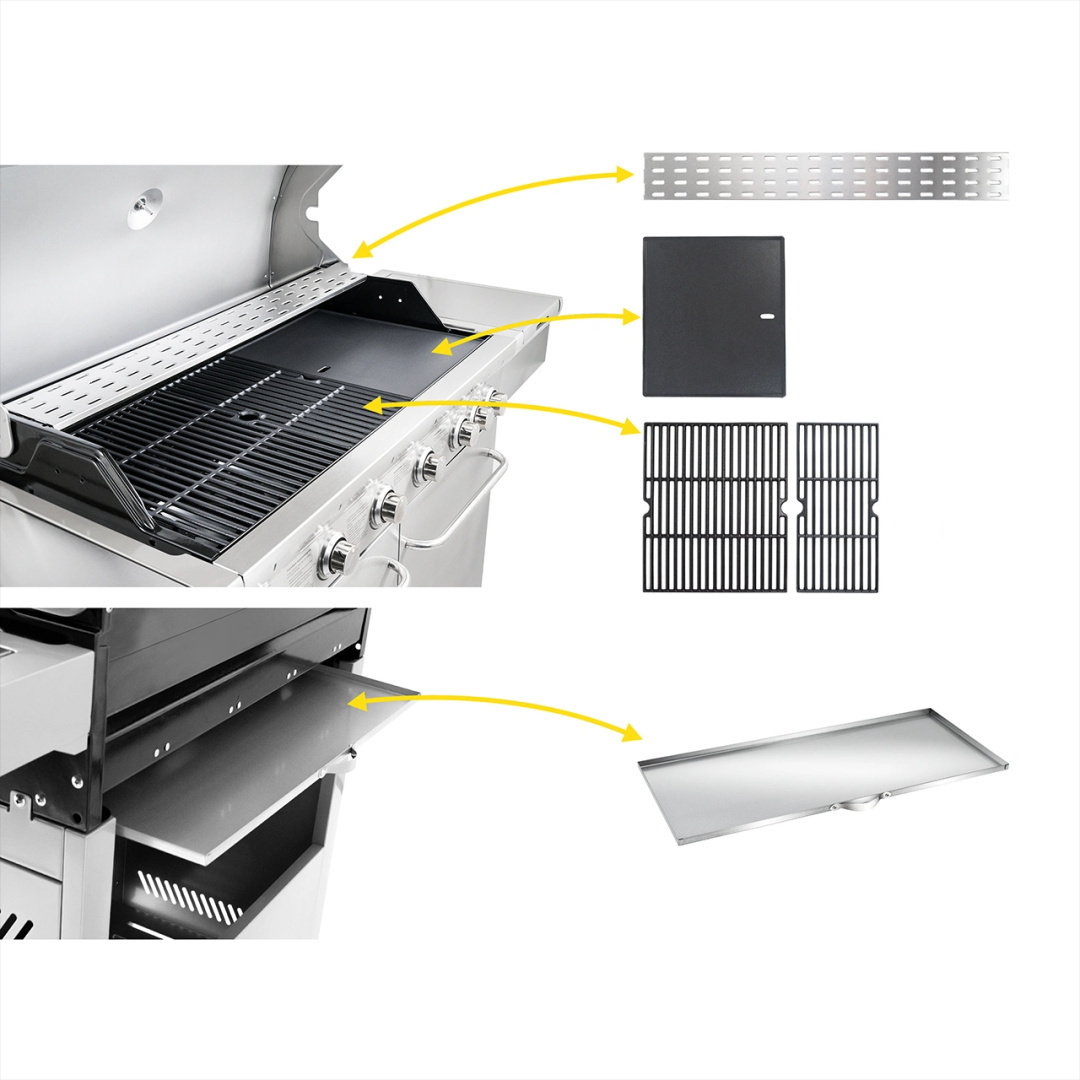 GG02S ZESTAW Grill gazowy Yoer SteakKing 6+1 +Pokrowiec +Rożen +Płyta