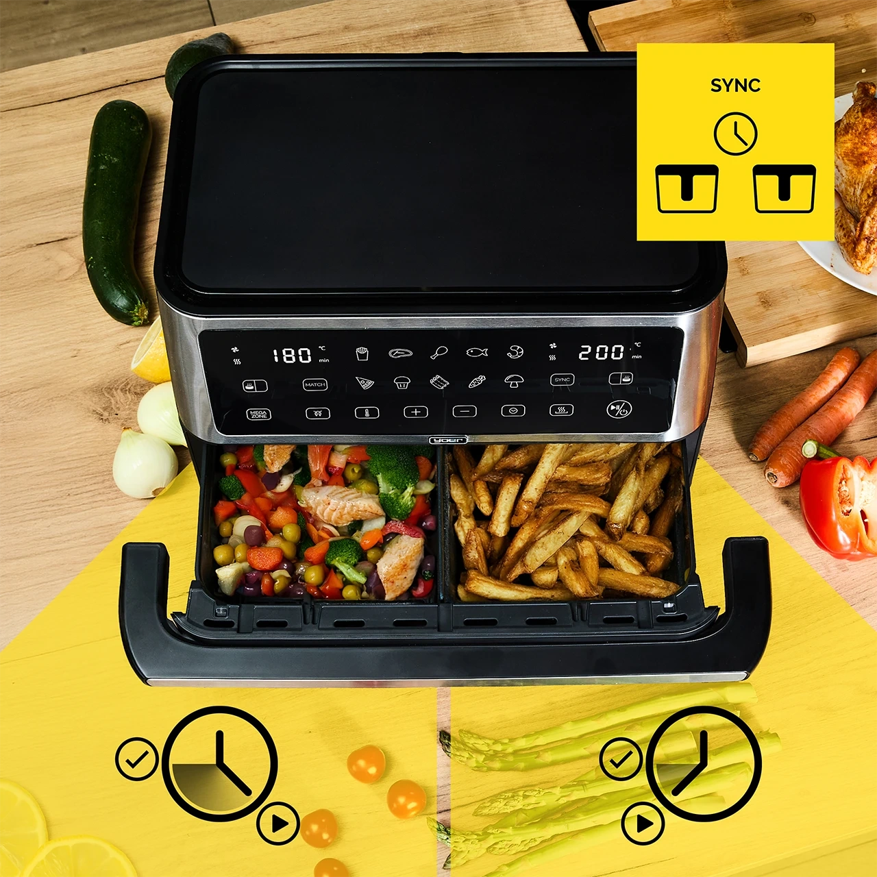 Air Fryer Frytkownica beztłuszczowa 11L Yoer MegaCrisp AF03BK