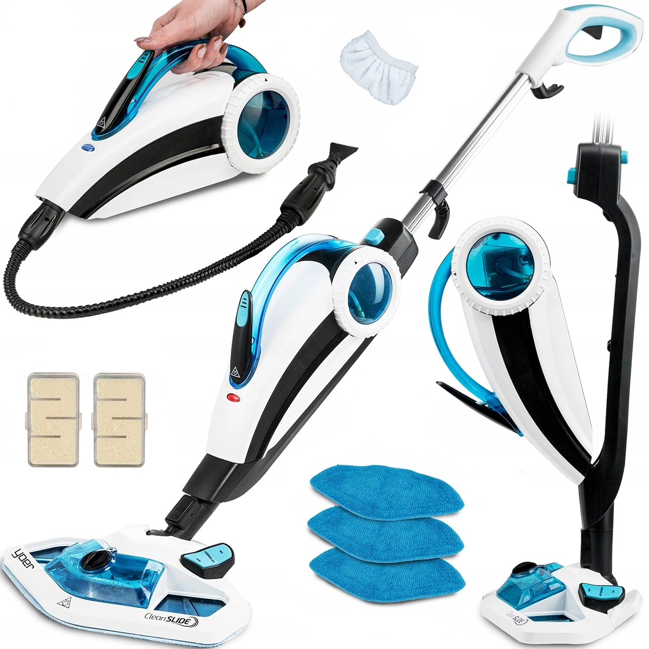 ZESTAW SMC01W Mop parowy z myjką ręczną Yoer CleanSlide + Filtr zmiękczający wodę