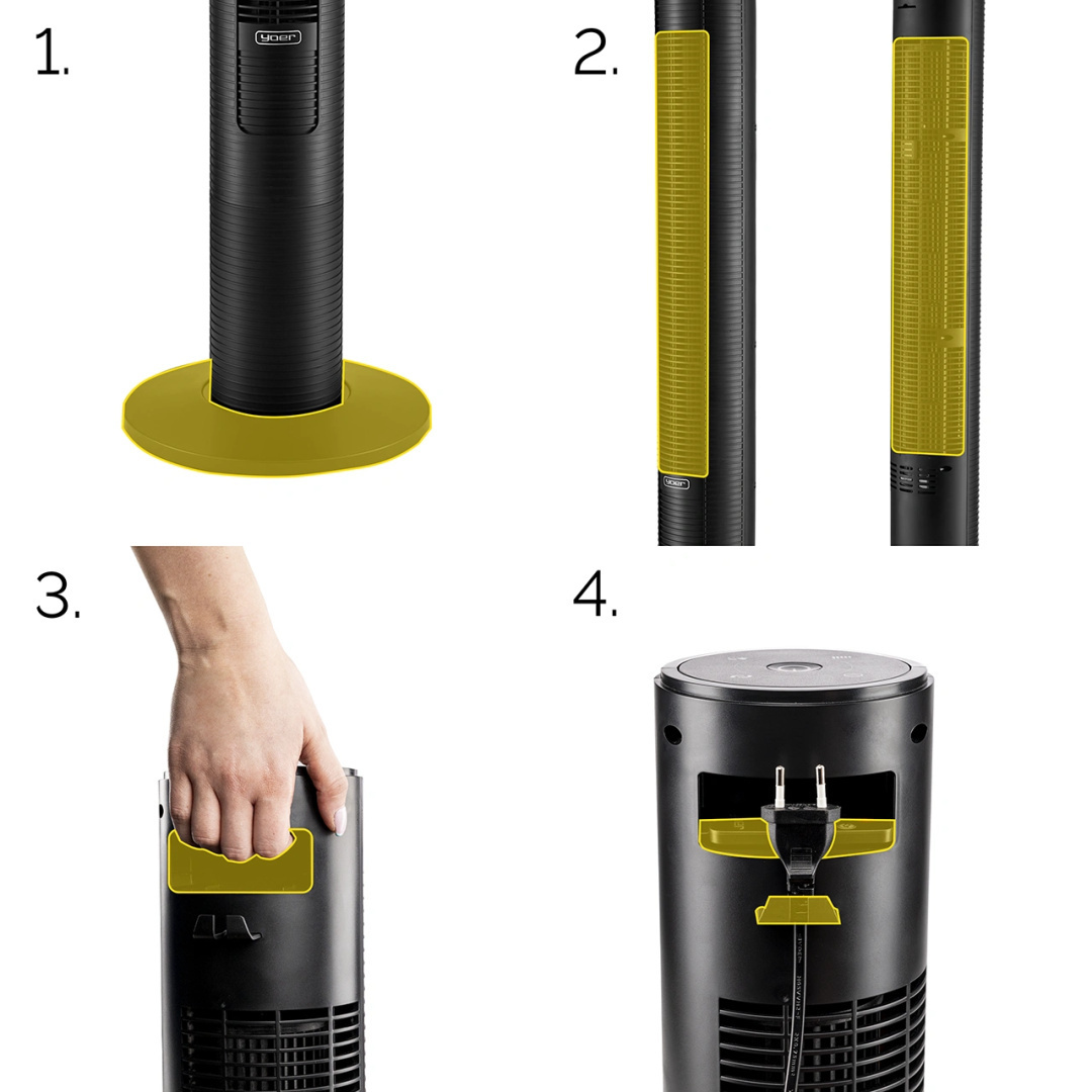 Wentylator kolumnowy i jonizator XXL Yoer Spiro TF03BK