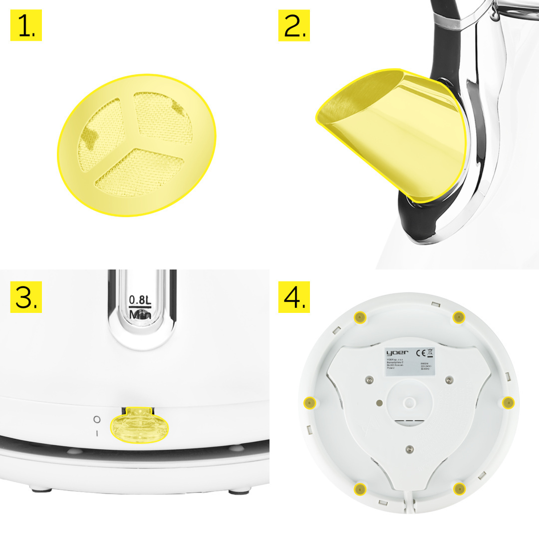 ZESTAW Czajnik elektryczny Yoer EK01W + Toster Yoer T01W seria Diamond