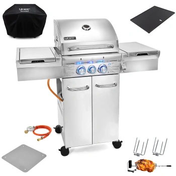 GG03S ZESTAW Grill gazowy Yoer SteakBuff 2+1 +Pokrowiec +Rożen +Płyta +Osłona butli