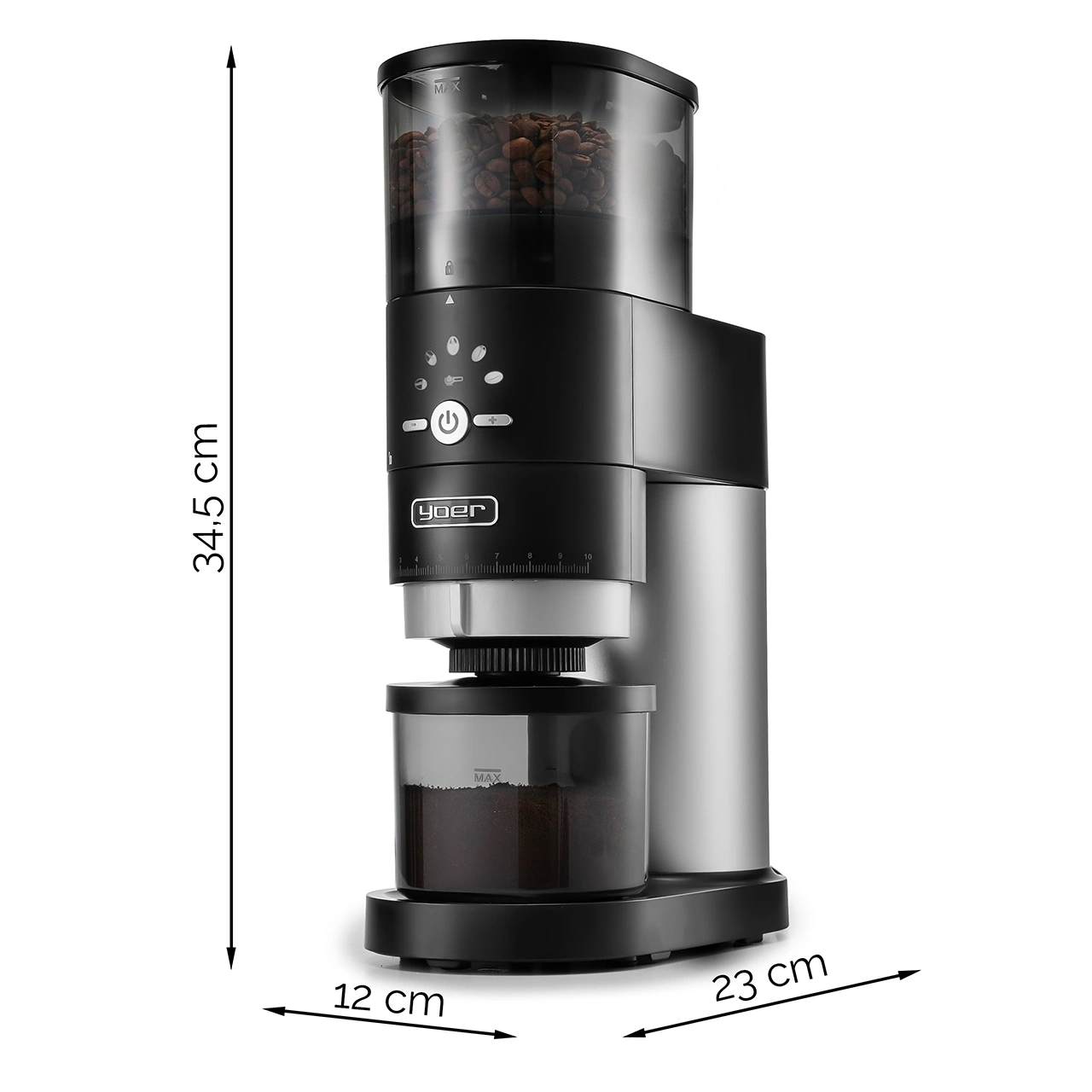 Elektryczny młynek żarnowy do kawy Yoer Mulino BCG01BK