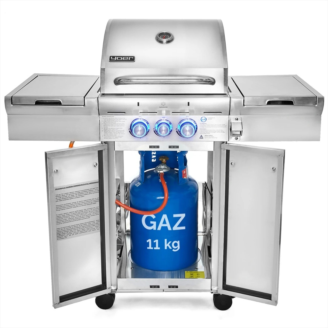 GG03S ZESTAW Grill gazowy Yoer SteakBuff 2+1 +Pokrowiec