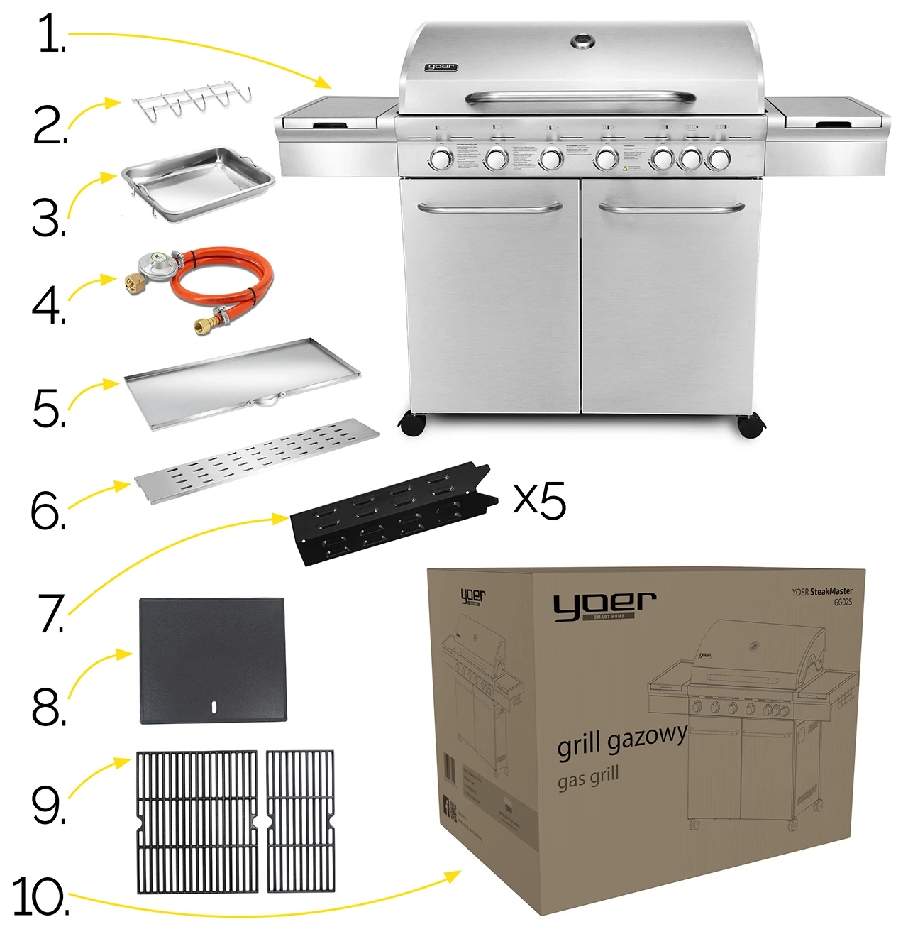 Grill gazowy Yoer SteakKing GG02S 6+1