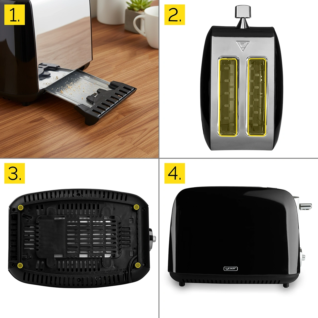 Toster Opiekacz Crystal Yoer T02BK z rusztem na bułki