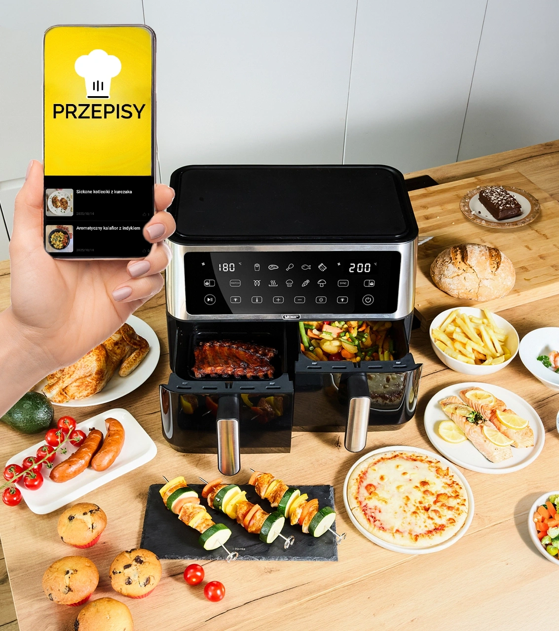 Air Fryer Frytkownica beztłuszczowa 10L Yoer DualCrisp AF02BK