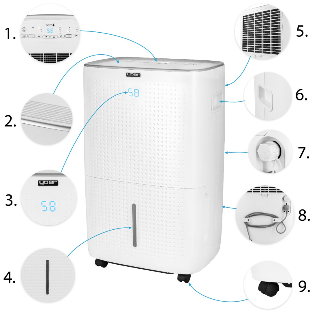Osuszacz powietrza Yoer Secco DE01W z pompą