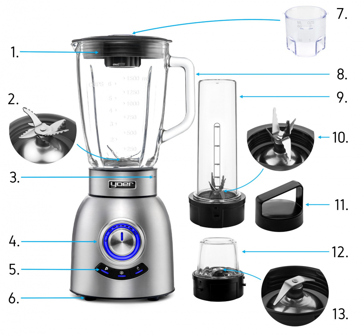 Blender kielichowy Yoer Triplo JB02S