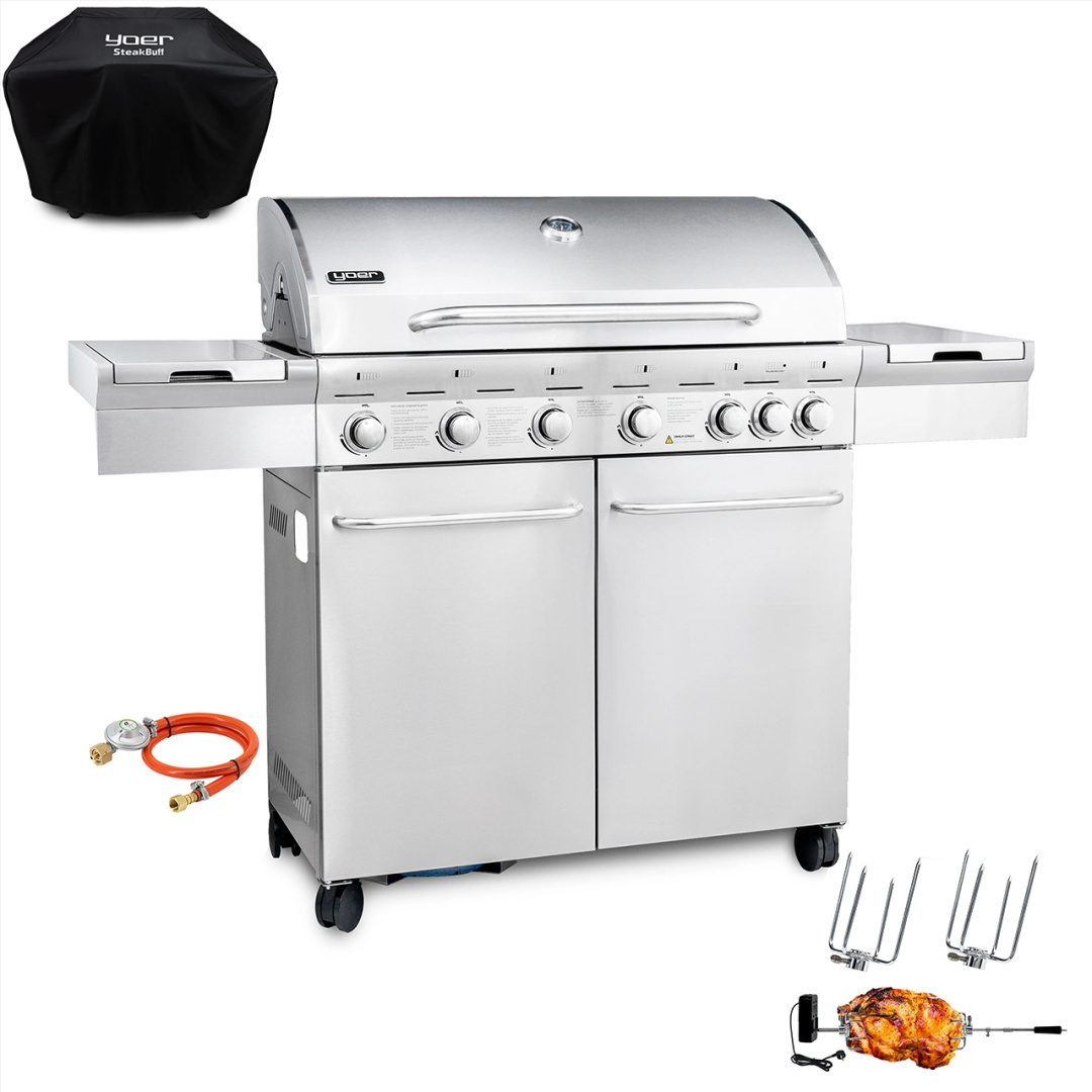 GG02S ZESTAW Grill gazowy Yoer SteakKing 6+1 +Pokrowiec +Rożen