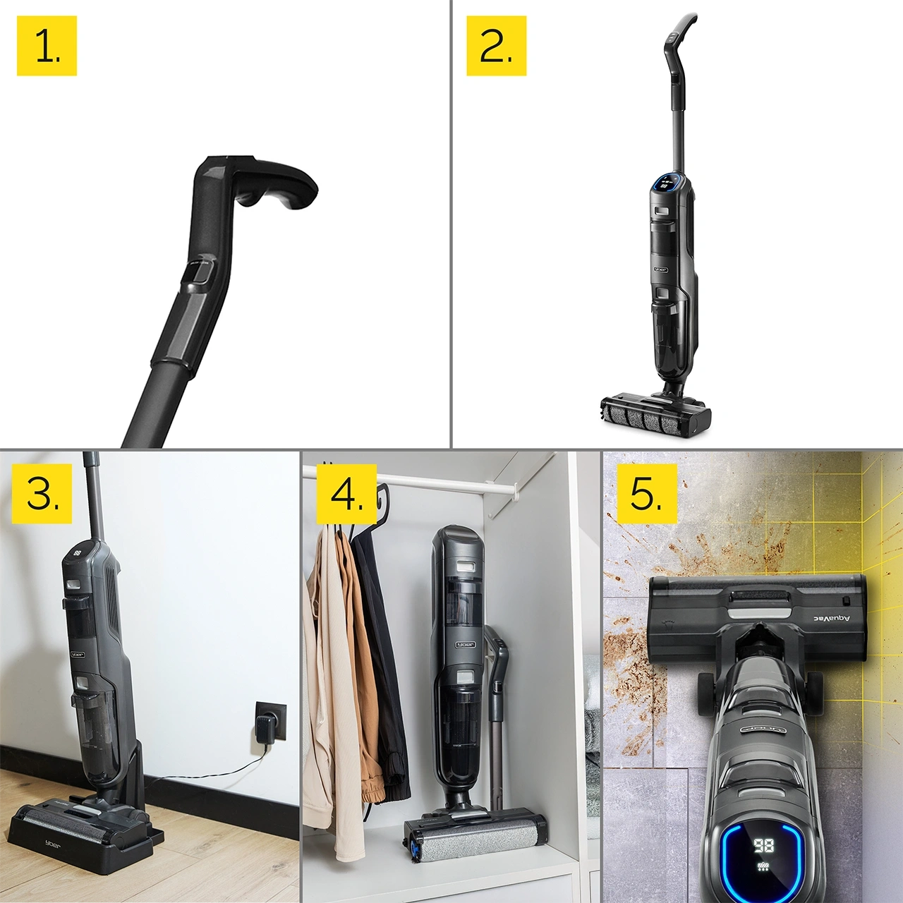 VCW01G ZESTAW Pionowy odkurzacz myjący Yoer AquaVac + Wałek do podłóg twardych