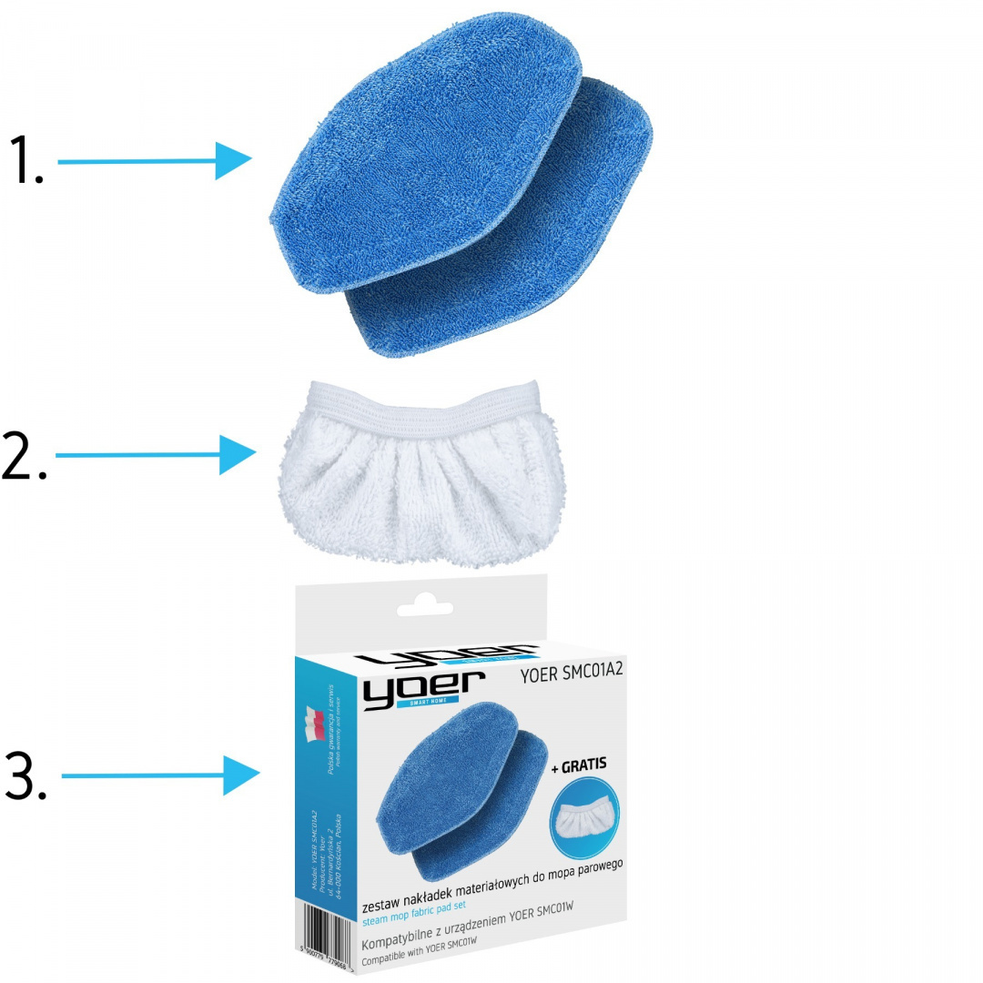 Zestaw 2 nakładek materiałowych do mopa parowego Yoer SMC01W + GRATIS