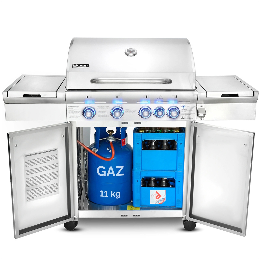 GG01S ZESTAW Grill gazowy Yoer SteakMaster 4+1 +Pokrowiec +Rożen