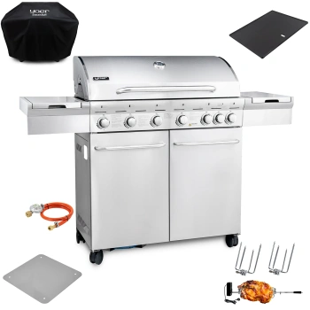 GG02S ZESTAW Grill gazowy Yoer SteakKing 6+1 +Pokrowiec +Rożen +Płyta +Osłona butli