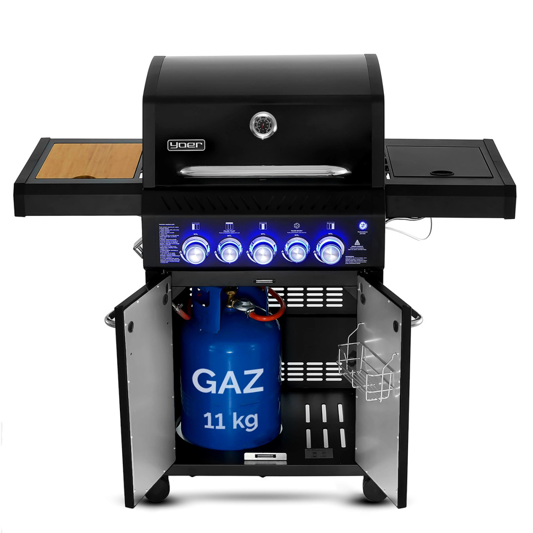 GG06BK ZESTAW Grill gazowy Yoer BeefChef 3+2 +Pokrowiec