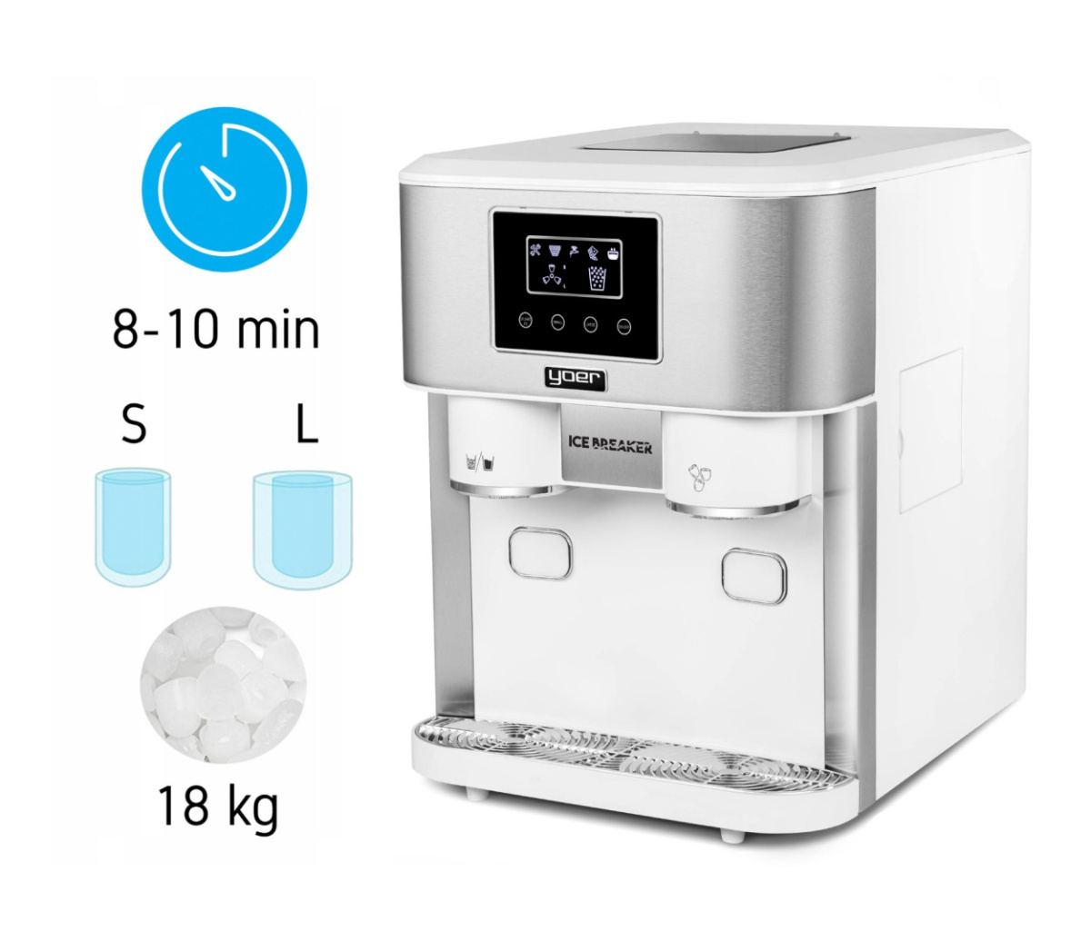 Kostkarka do lodu z dystrybutorem wody Yoer IceBreaker IMW03W