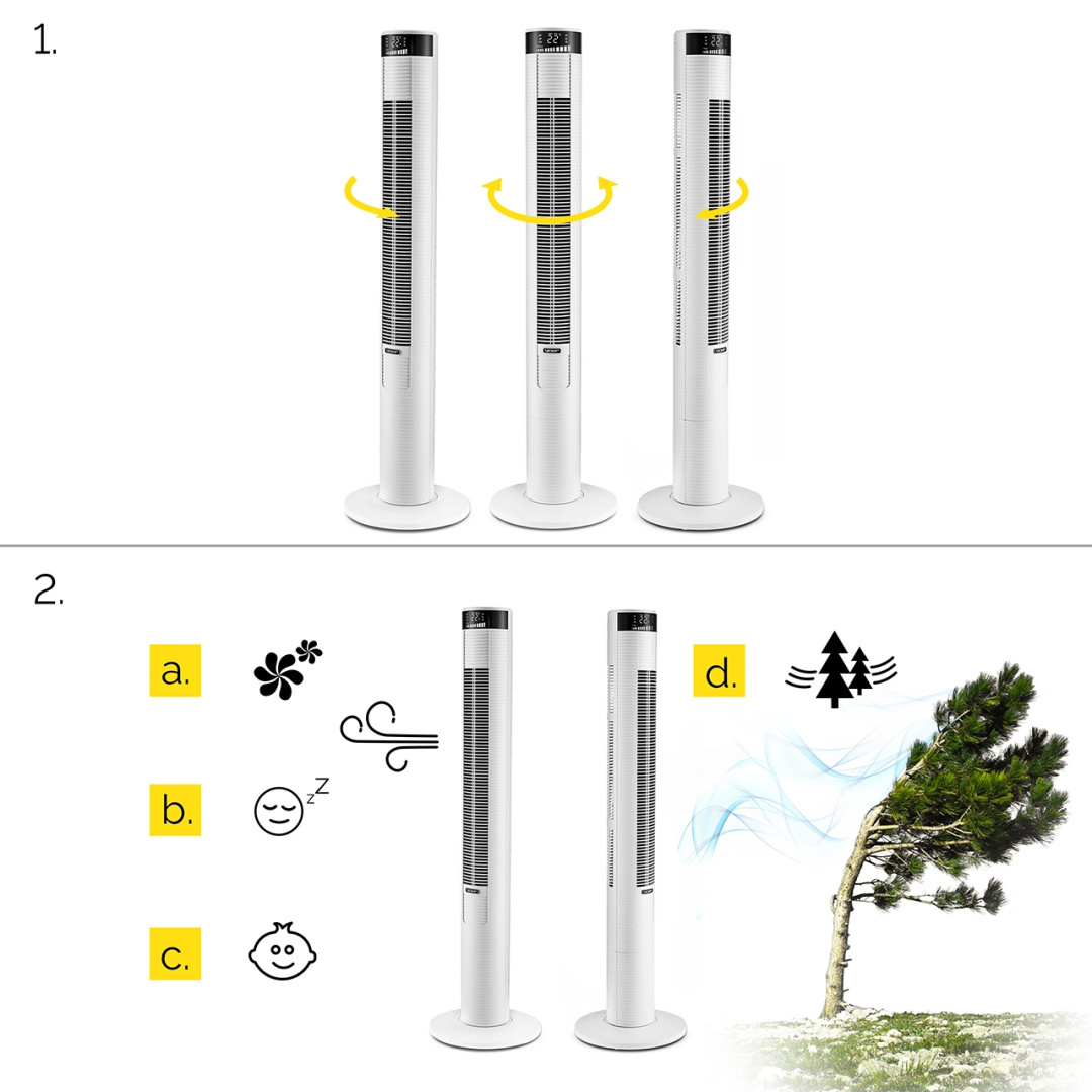 Wentylator kolumnowy i jonizator XXL Yoer Spiro TF03W