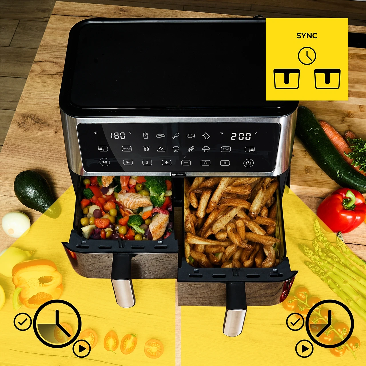 Air Fryer Frytkownica beztłuszczowa 10L Yoer DualCrisp AF02BK
