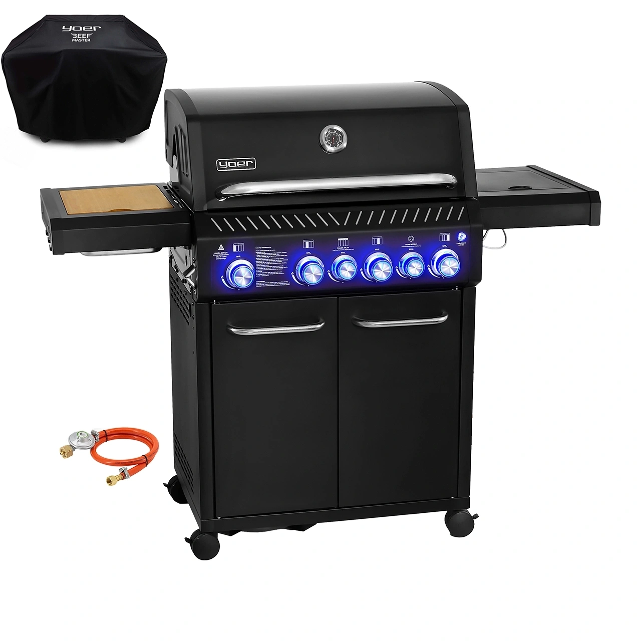 GG04BK ZESTAW Grill gazowy Yoer BeefMaster 4+2 +Pokrowiec