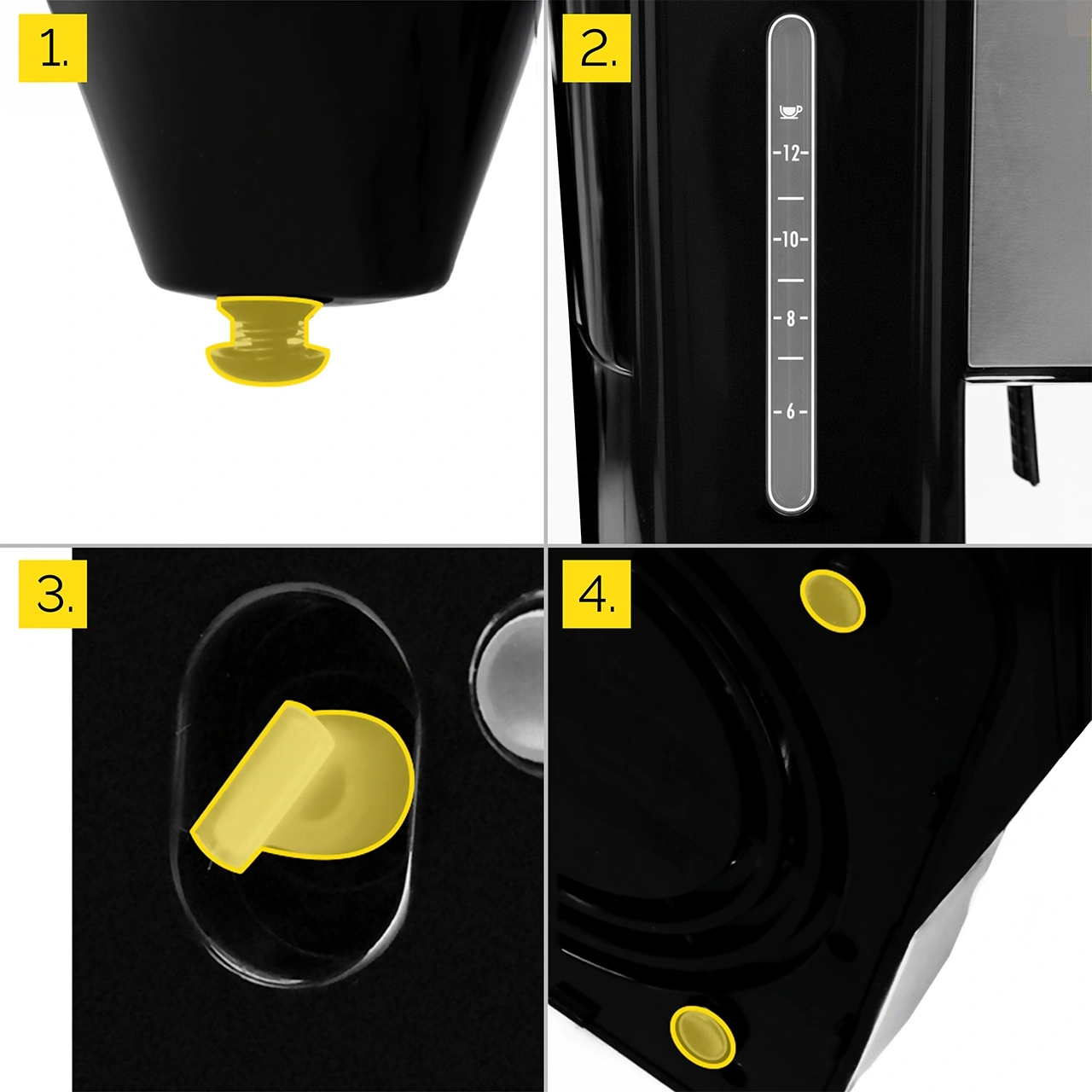 Przelewowy ekspres do kawy z dystrybutorem gorącej wody Yoer Infuso CMW02BK