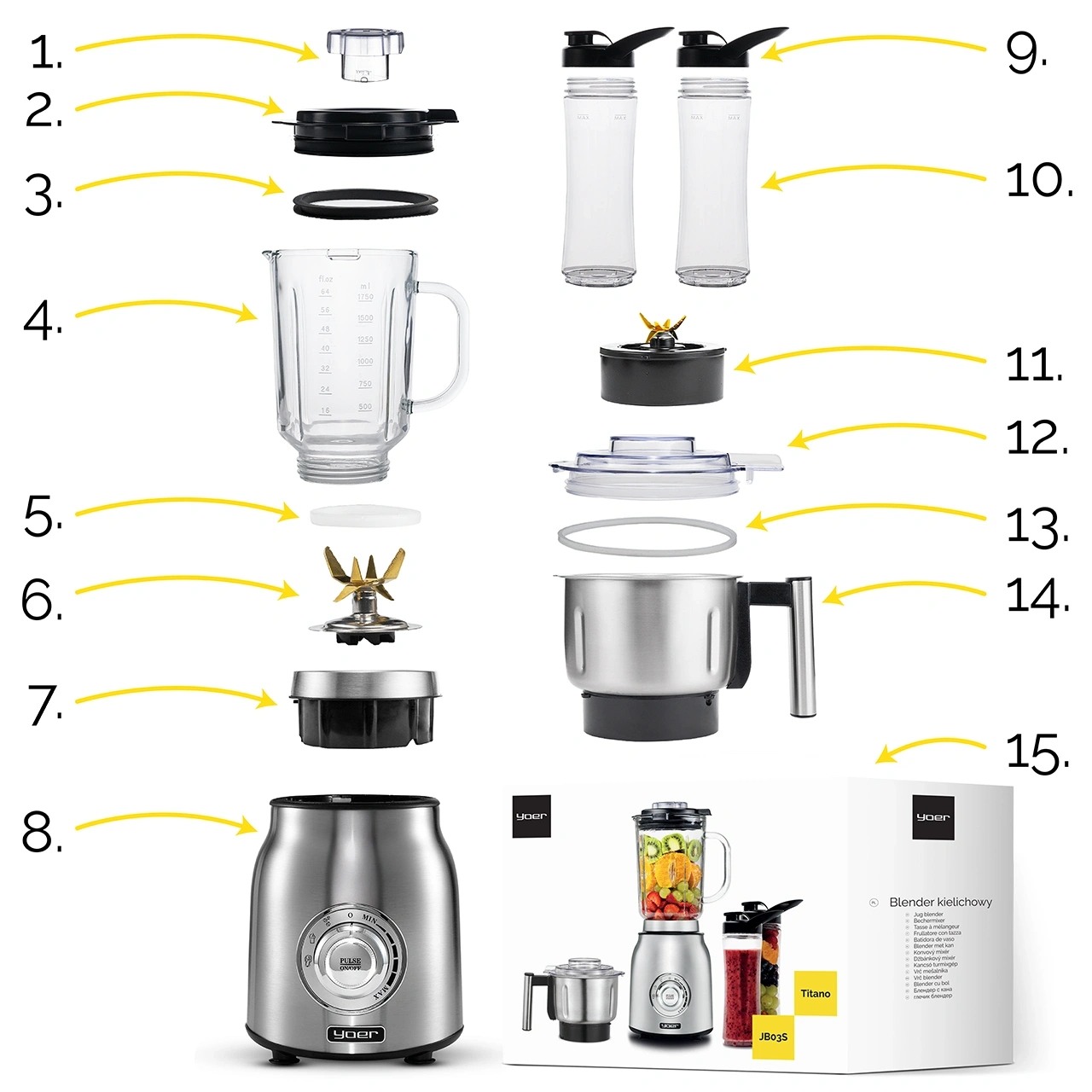 Blender kielichowy Yoer Titano JB03S