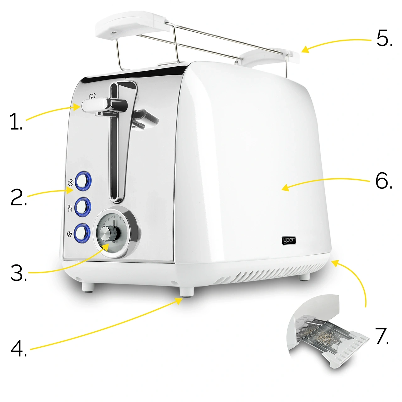 Toster Opiekacz Crystal Yoer T02W z rusztem na bułki