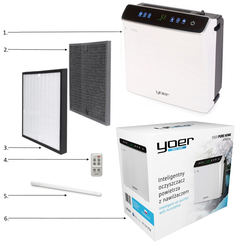 Oczyszczacz powietrza z nawilżaczem YOER Pure Home APH01W