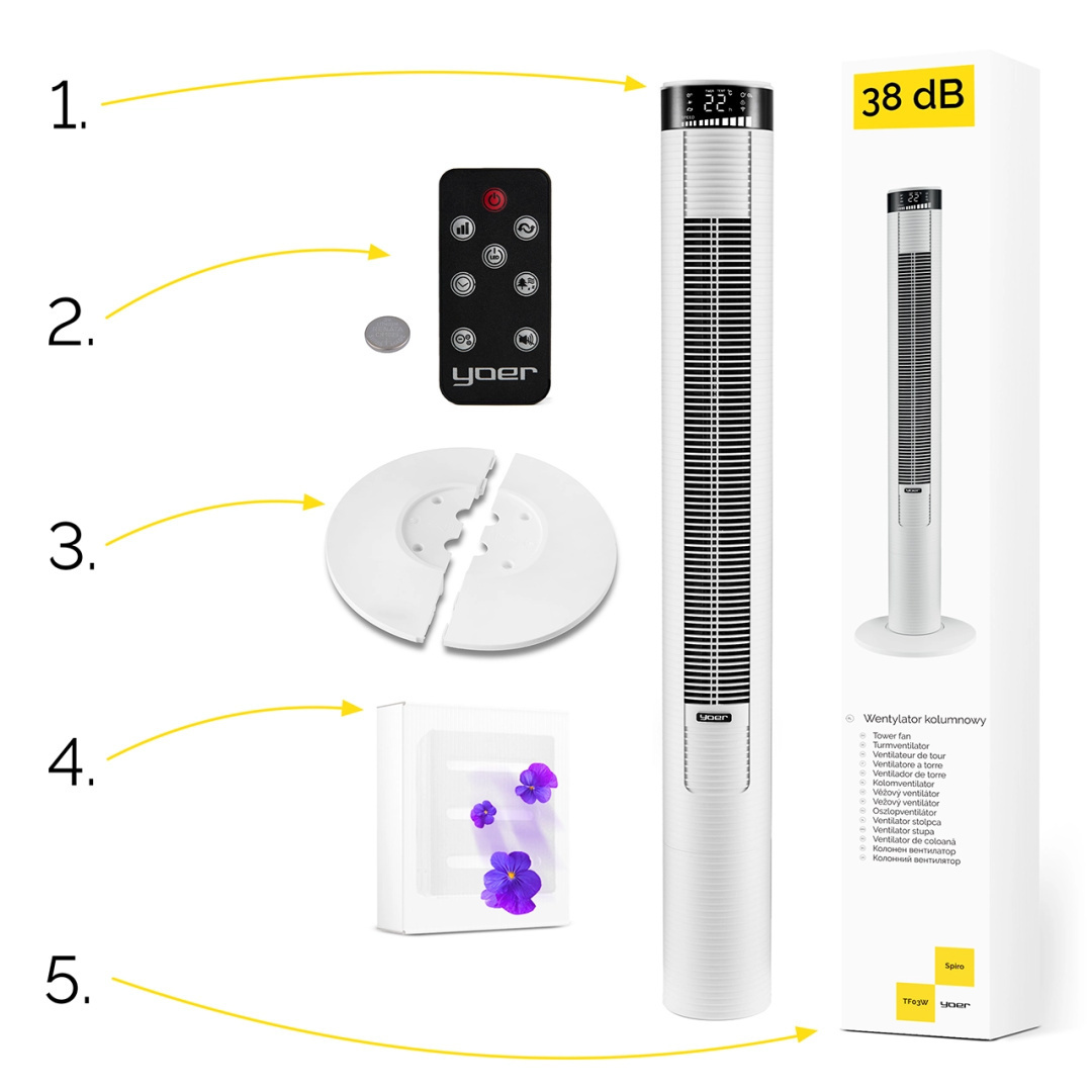 Wentylator kolumnowy i jonizator XXL Yoer Spiro TF03W