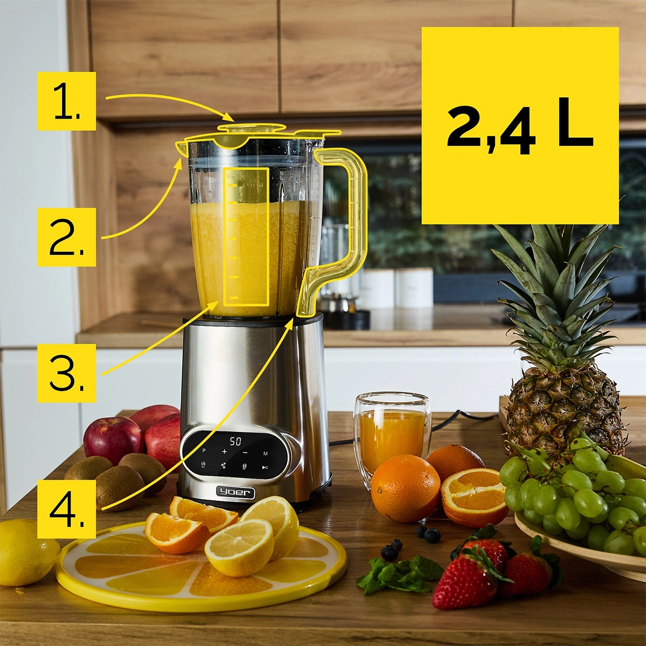 JB04S ZESTAW Blender kielichowy Yoer Vitalio + Młynek do mielenia