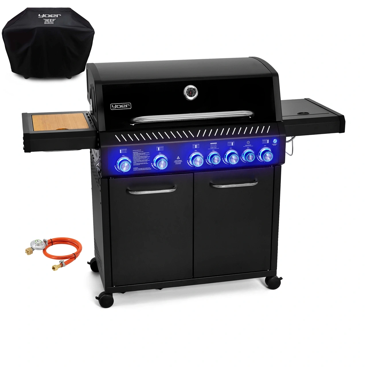 GG05BK ZESTAW Grill gazowy Yoer BeefBaron 5+2 +Pokrowiec