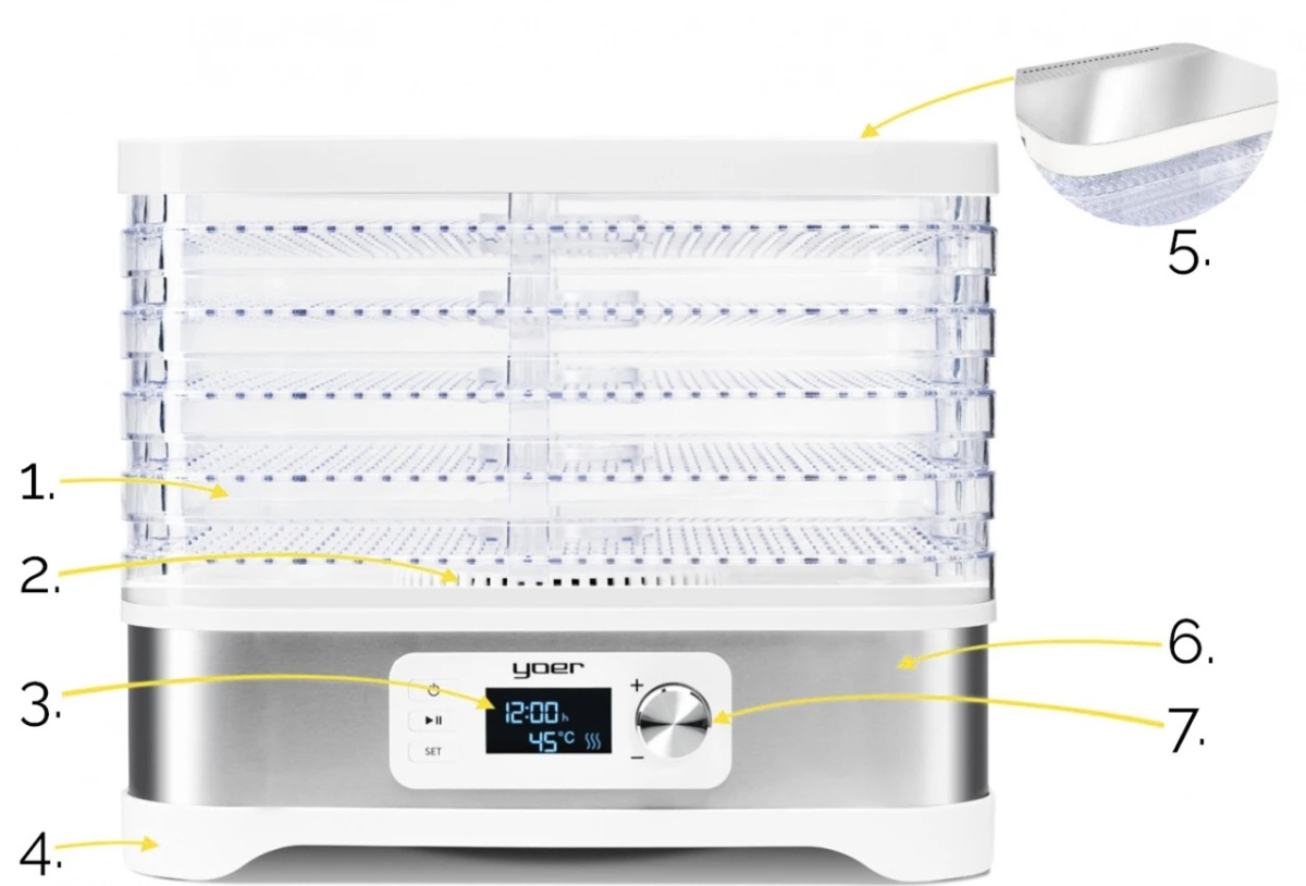 Suszarka do grzybów, owoców, warzyw Yoer VitaSave FD01W