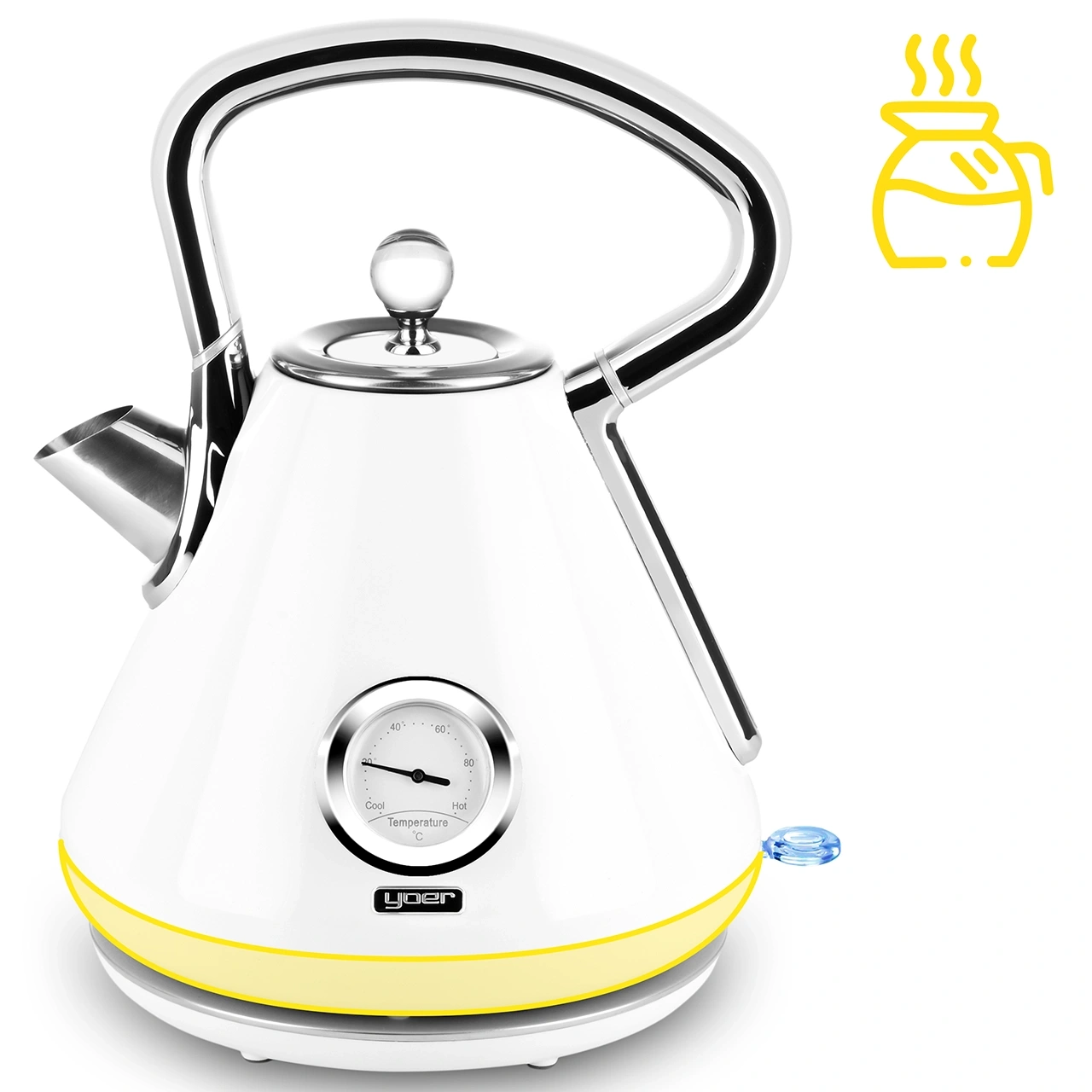 Bezprzewodowy Czajnik elektryczny Yoer Crystal EK02W z termometrem