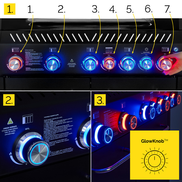 GG05BK ZESTAW Grill gazowy Yoer BeefBaron 5+2 +Pokrowiec +Rożen +Płyta +Osłona butli