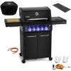 GG06BK ZESTAW Grill gazowy Yoer BeefChef 3+2 +Pokrowiec +Rożen +Płyta