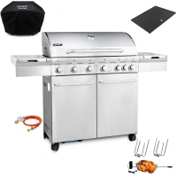 GG02S ZESTAW Grill gazowy Yoer SteakKing 6+1 +Pokrowiec +Rożen +Płyta