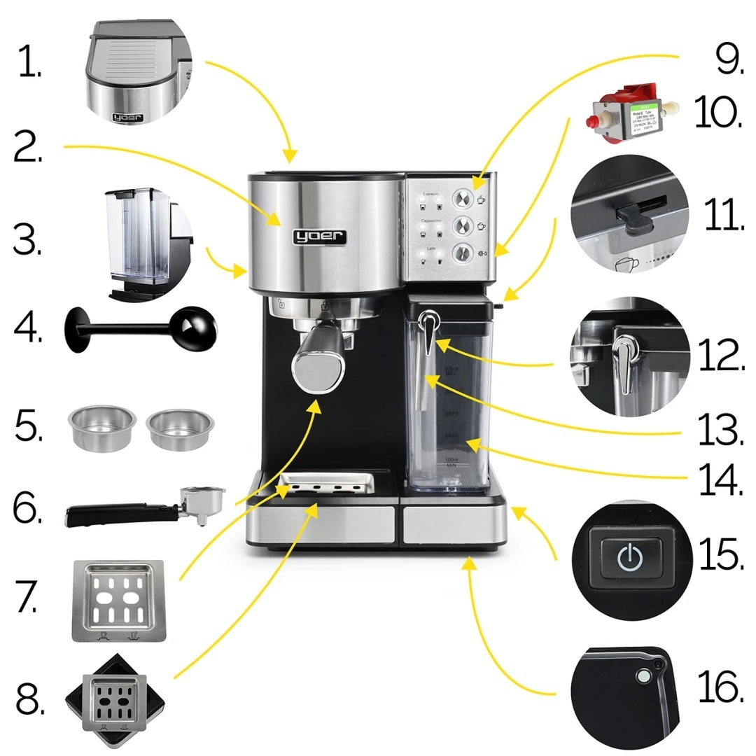 Ciśnieniowy ekspres do kawy Yoer Lattimo EMF01S