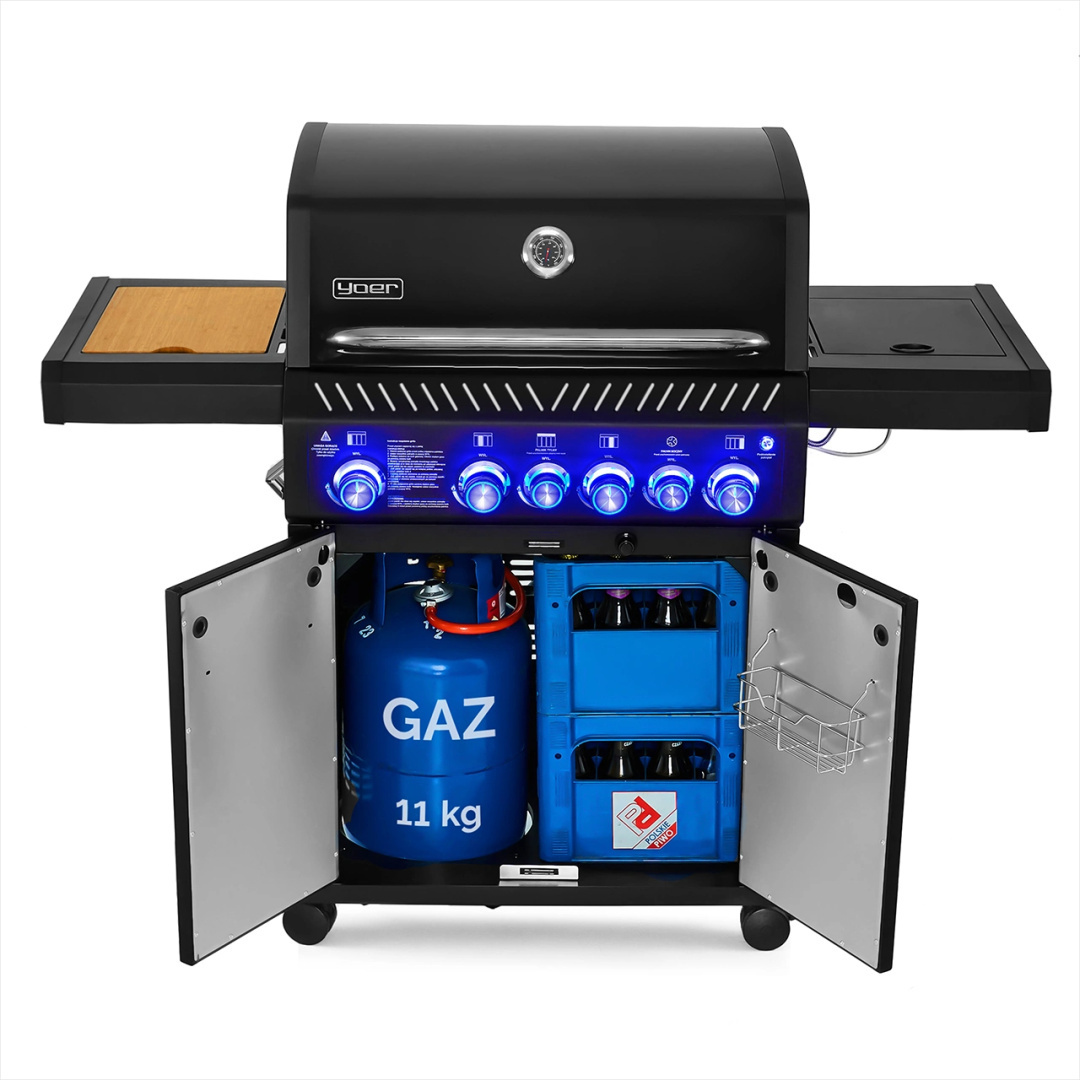 GG04BK ZESTAW Grill gazowy Yoer BeefMaster 4+2 +Pokrowiec