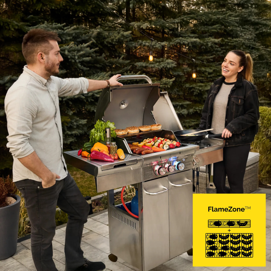 GG03S ZESTAW Grill gazowy Yoer SteakBuff 2+1 +Pokrowiec +Rożen