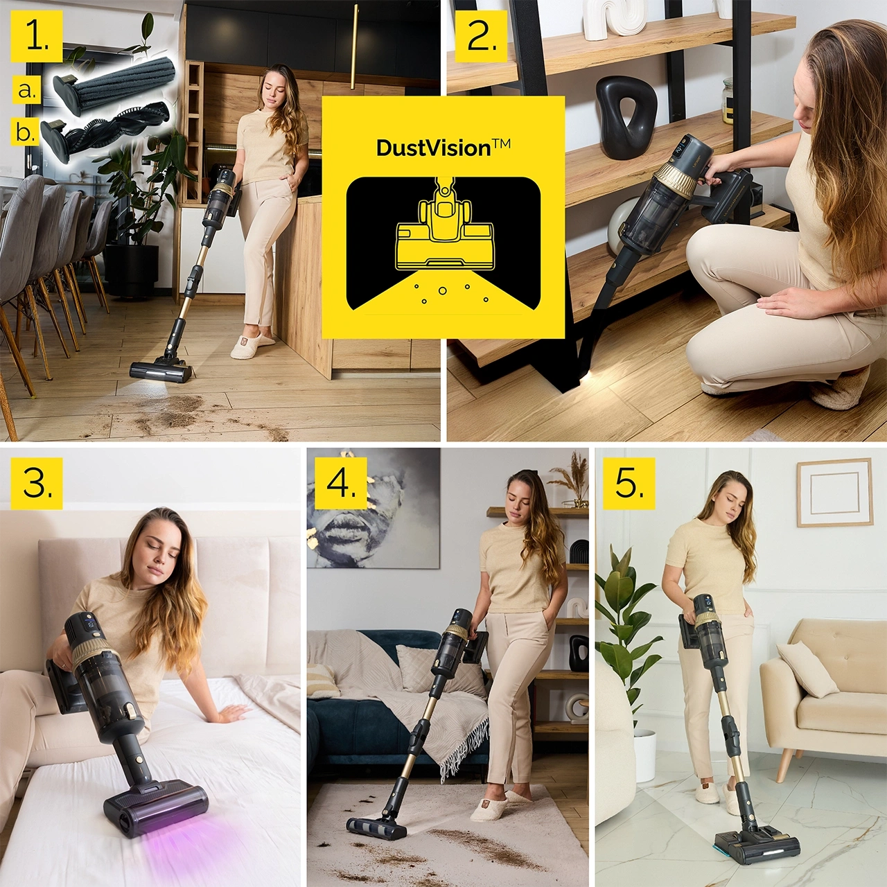 VC03G ZESTAW Odkurzacz pionowy Yoer UltimateDynamics + Bateria + Zestaw 2 filtrów + Worek na kurz z filtrem HEPA + Szczotka do dywanów + Szczotka do wyczesywania sierści zwierząt