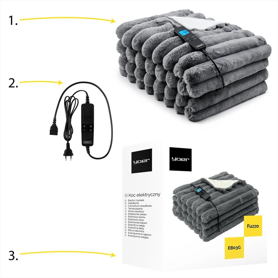 Koc elektryczny Yoer Fuzzo EB03G 180x160 cm
