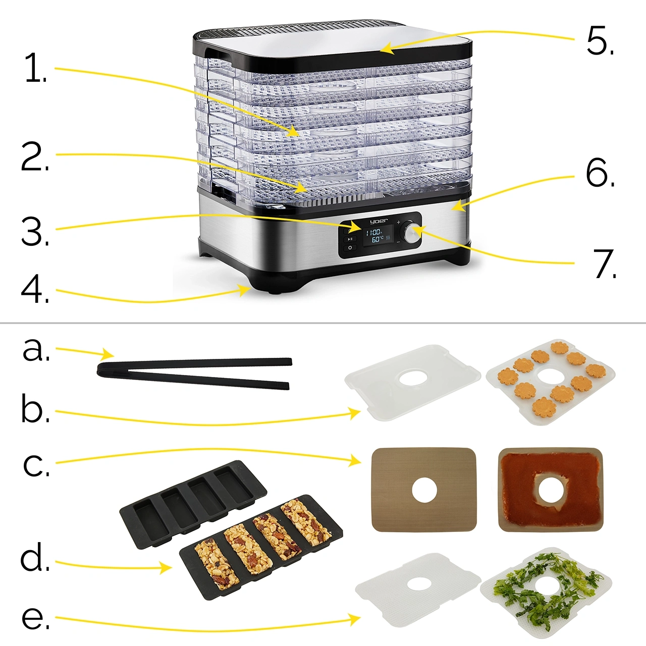 FD01S ZESTAW Suszarka do grzybów, owoców, warzyw Yoer VitaSave + Sito suszarki do żywności 